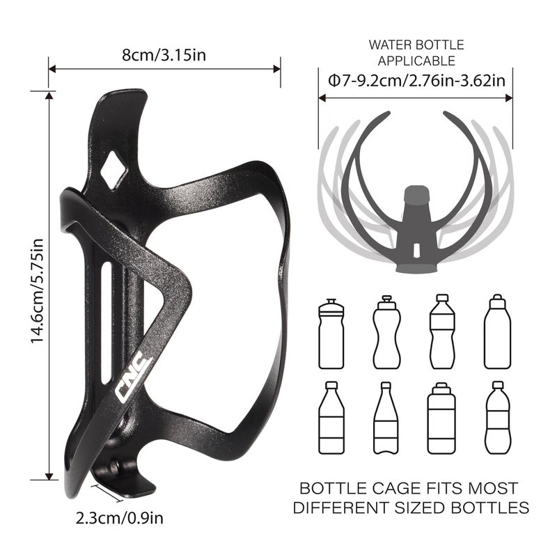 CNC Bike Water Bottle Holder, 2-Pack Bike Water Bottle Cage for Road Bike/Mountain Bikeï¼ŒBlack - Image 2